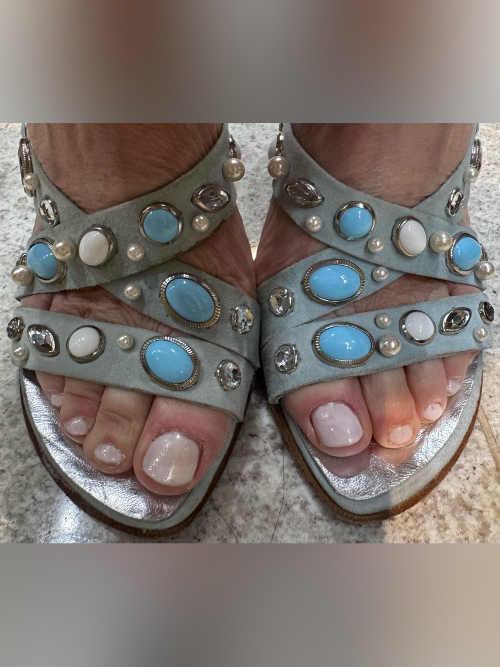 Mark Schwartz Jeweled Bedazzled  Slip On Sandal  Size 6